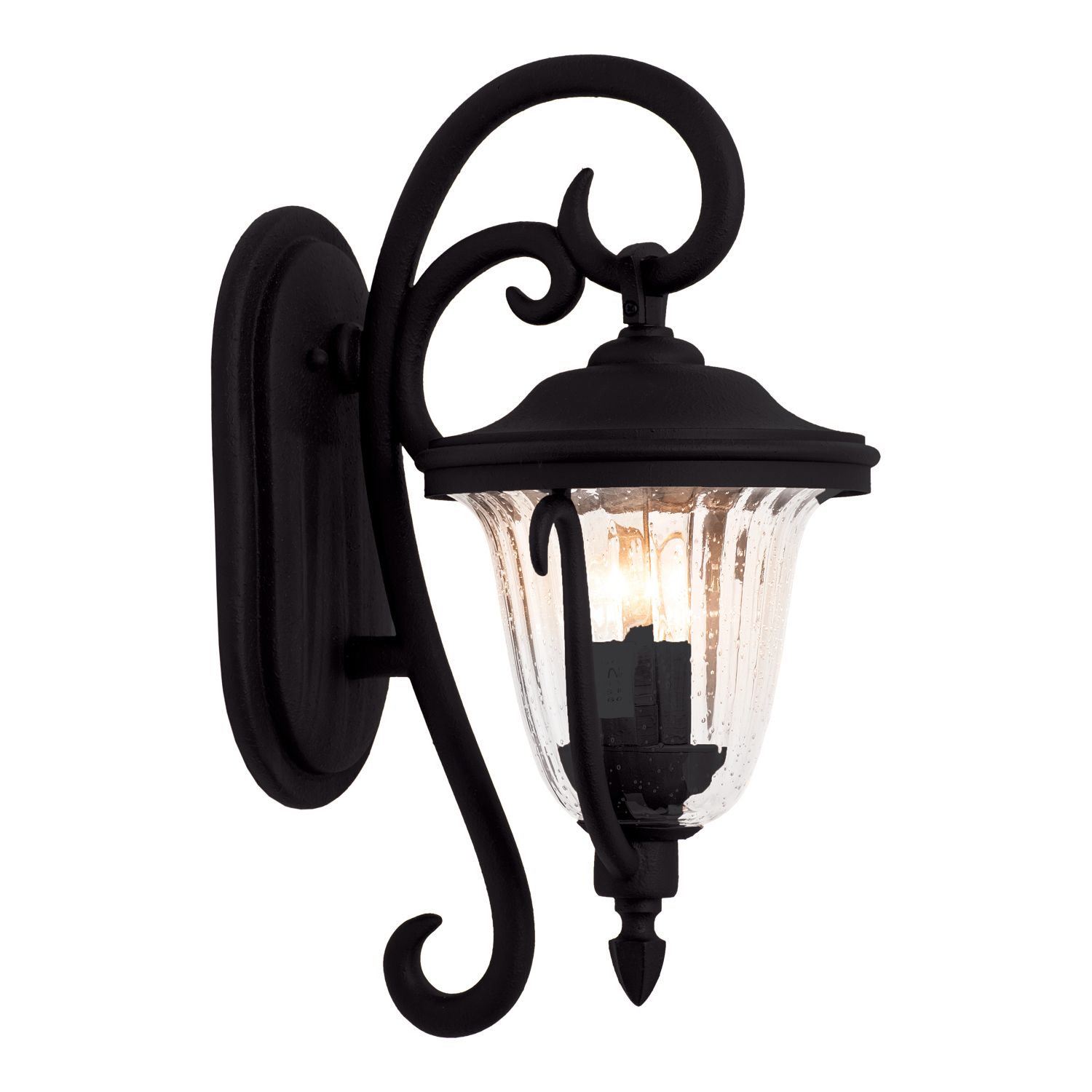 Santa Barbara Outdoor 19.5-in 2 Light Socket Matte Black Outdoor Wall Sconce