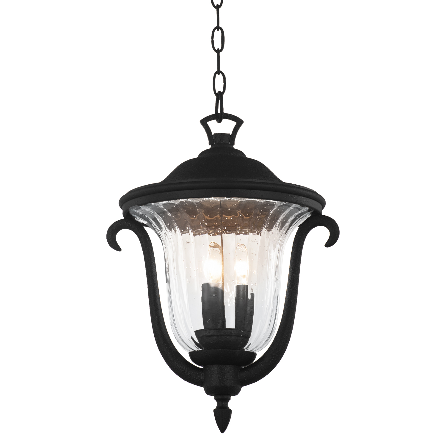 Santa Barbara Outdoor 13-in 3 Light Socket Matte Black Outdoor Pendant