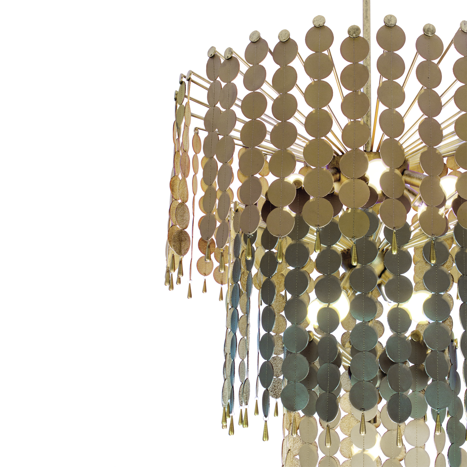 Pelt 27-in 11 Light Socket Pearlized Antique Brass Chandelier - Image 4