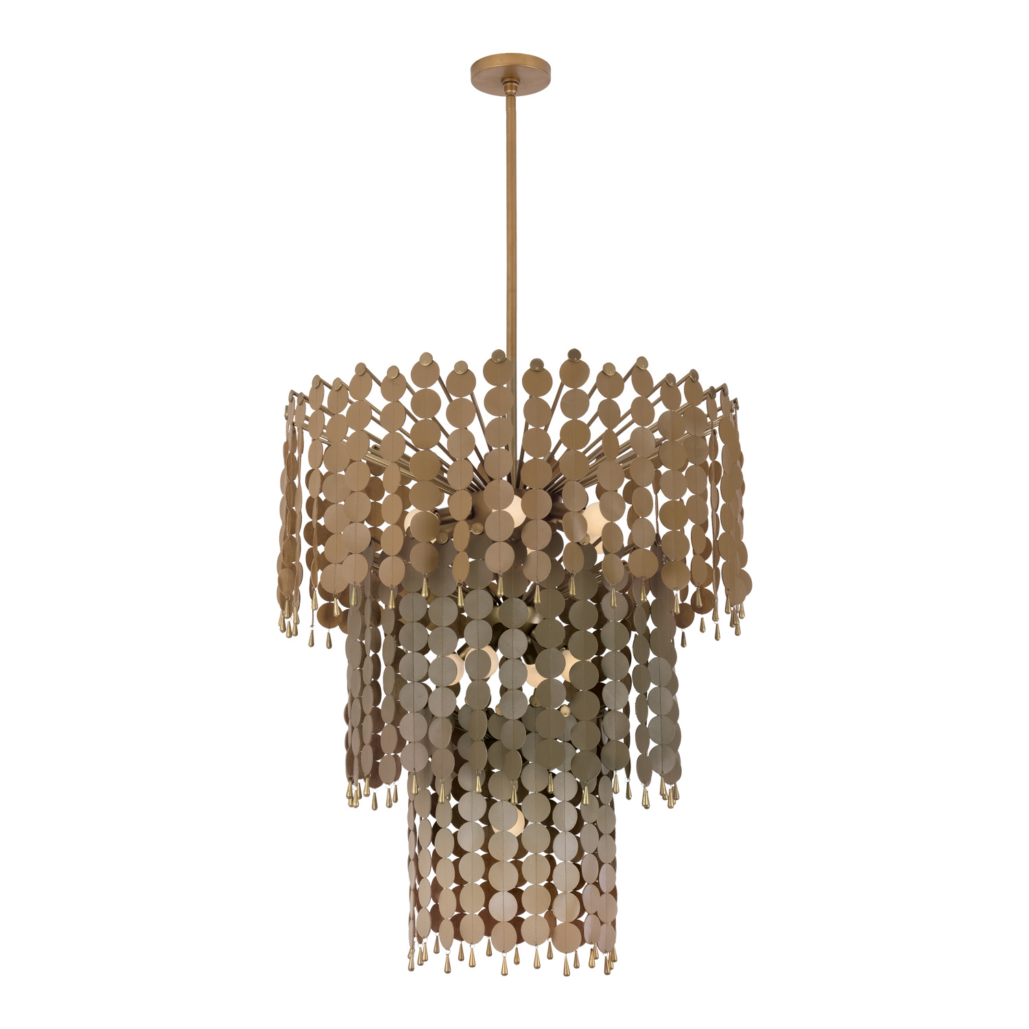 Pelt 27-in 11 Light Socket Pearlized Antique Brass Chandelier