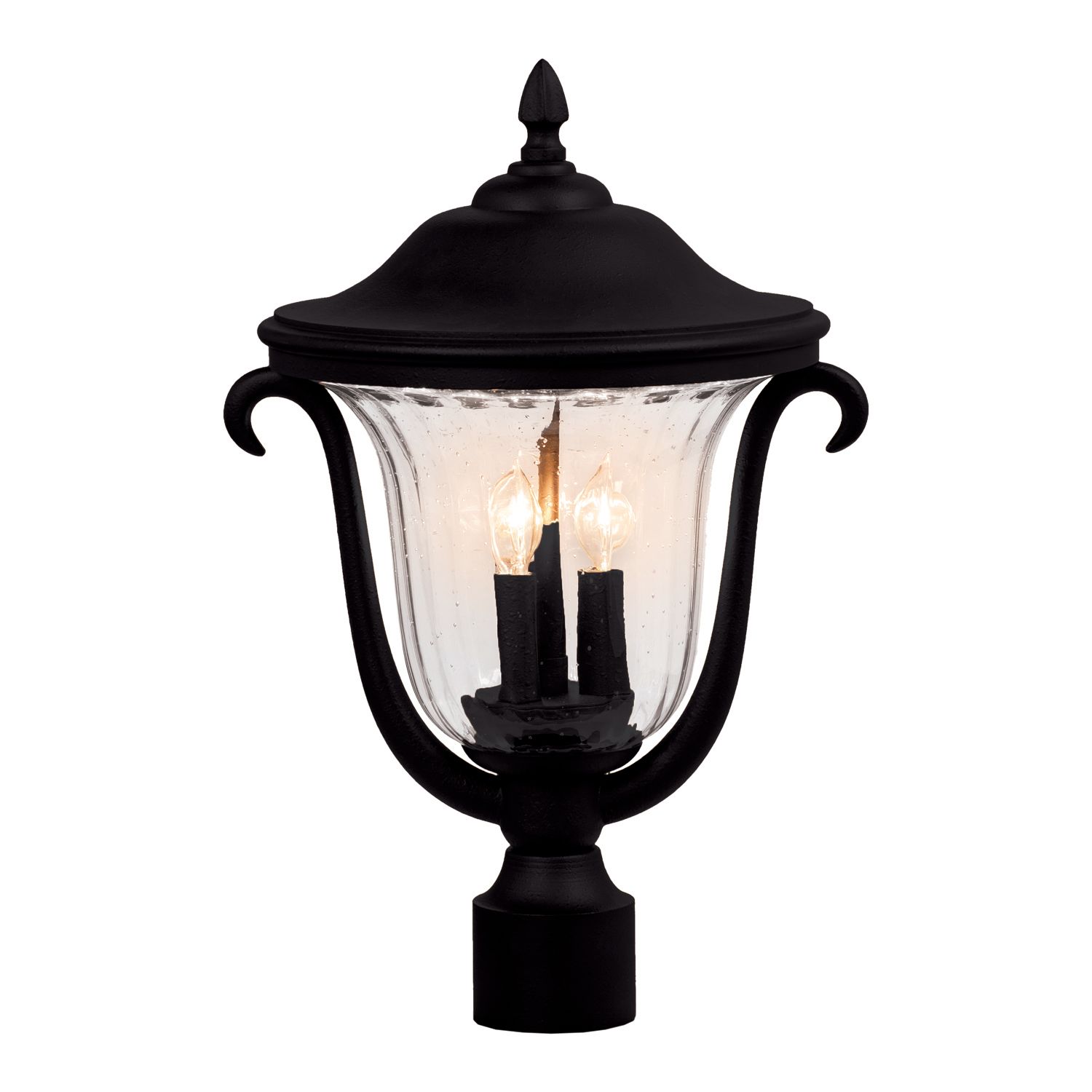 Santa Barbara Outdoor 19.2-in 3 Light Socket Matte Black Outdoor Post Mount