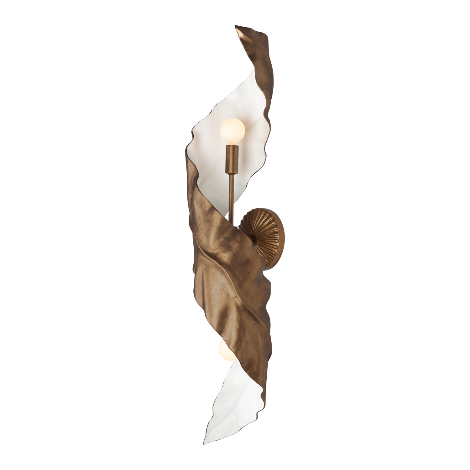 Spira 34-in 2 Light Socket Pearlized Antique Brass w/ White Wall Sconce - Image 2