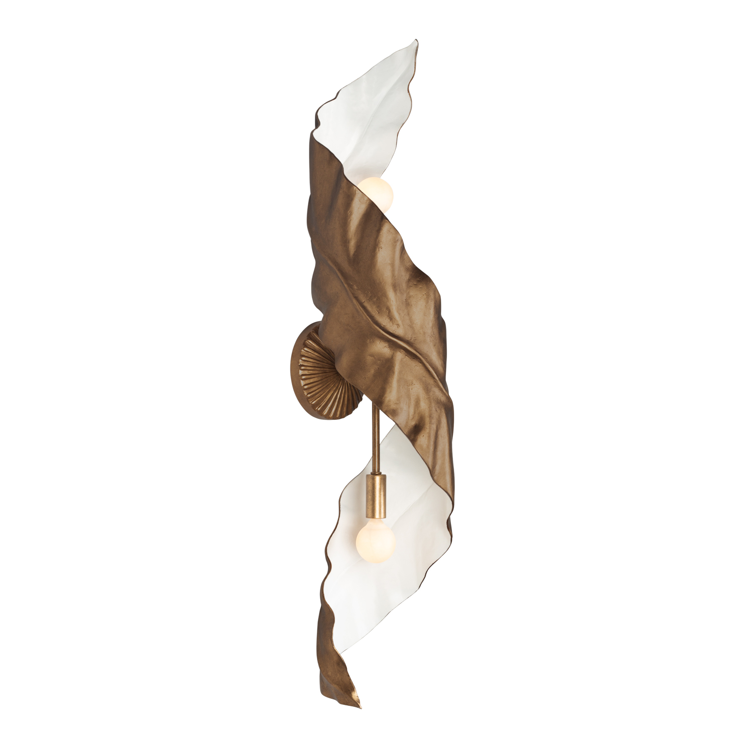 Spira 34-in 2 Light Socket Pearlized Antique Brass w/ White Wall Sconce - Image 3