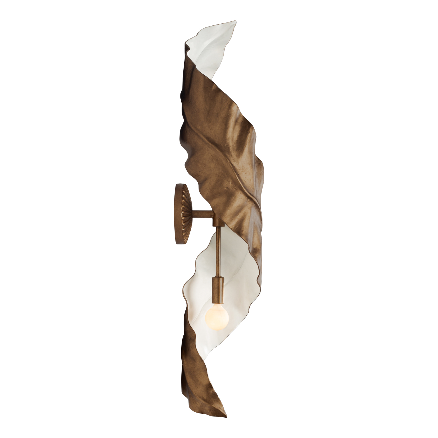 Spira 34-in 2 Light Socket Pearlized Antique Brass w/ White Wall Sconce - Image 4