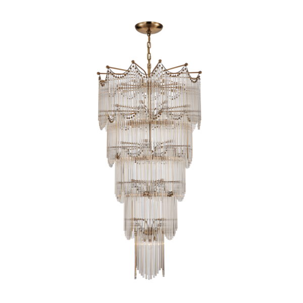 Adorn 35.75-in 40 Light (40-watt) Vintage Brass Chandelier