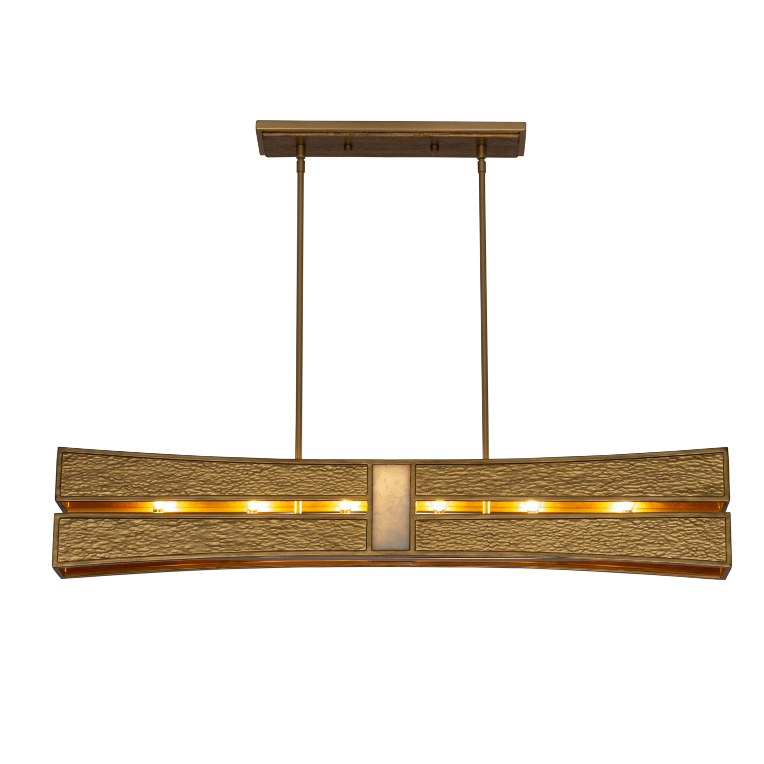 Dos 48-in 6 Light (40-watt) Rustic Gold and Brushed Gold Linear Pendant - Image 3