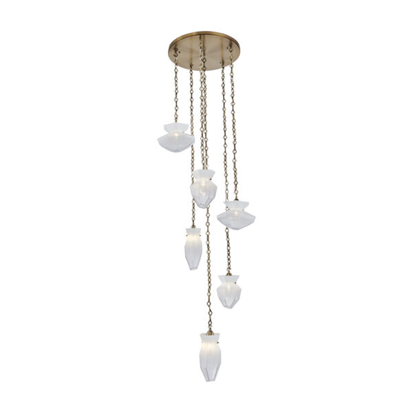 Bolsa 31-in 6 Light (40-watt) Winter Brass Chandelier