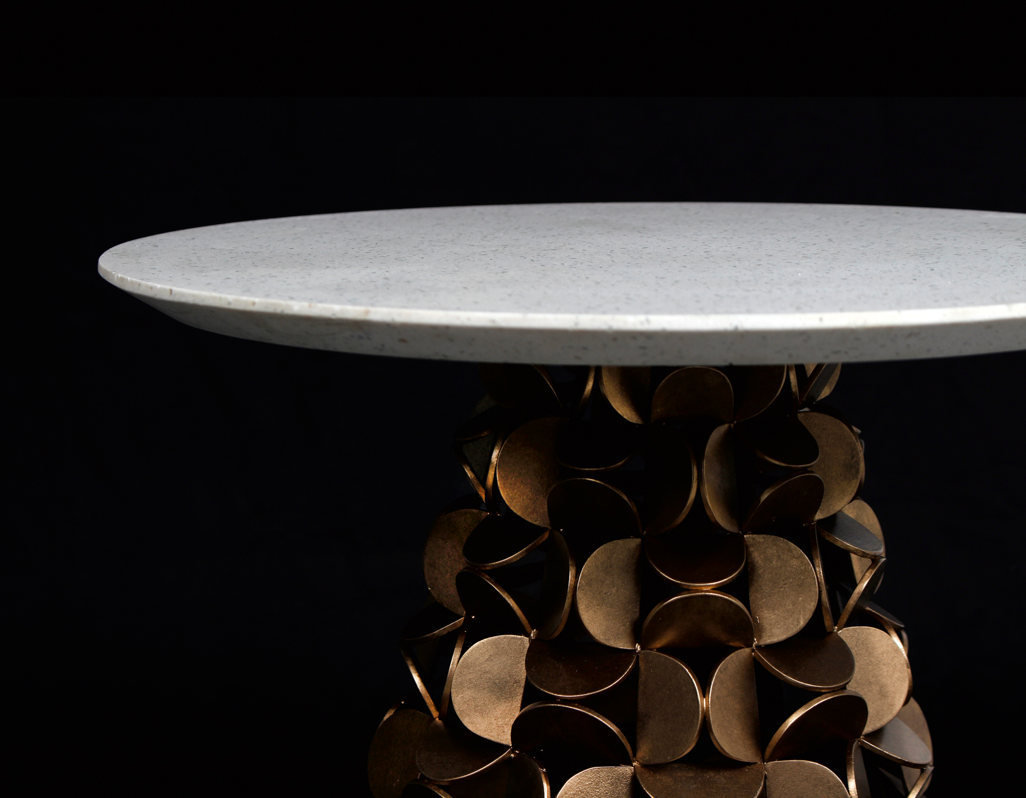 Crescent 18-in Pearlized Antique Brass Table - Image 2