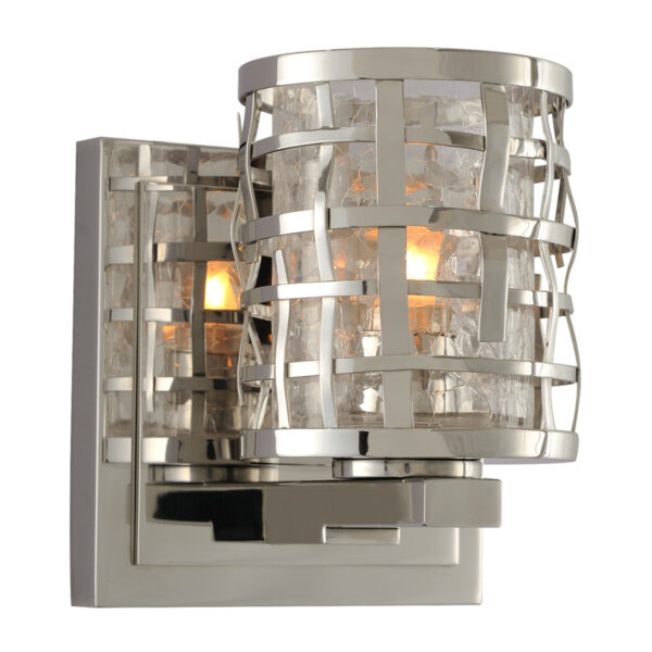 Bridgeport 1 LT Polished Stainless Steel Bath Wall Sconce Kalco