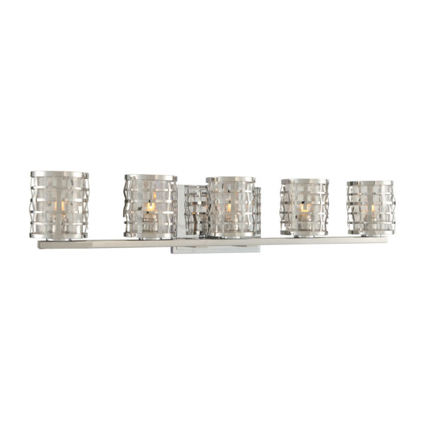 Bridgeport 5 LT Polished Stainless Steel Vanity Light Kalco
