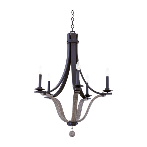 Lansing 5 LT Satin Bronze Chandelier Kalco