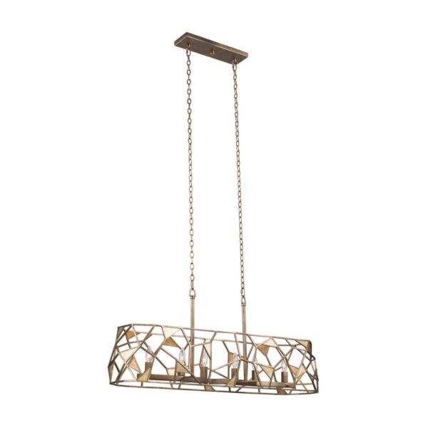 Esmeralda 6 LT Pearlized Antique Brass Linear Pendant Kalco