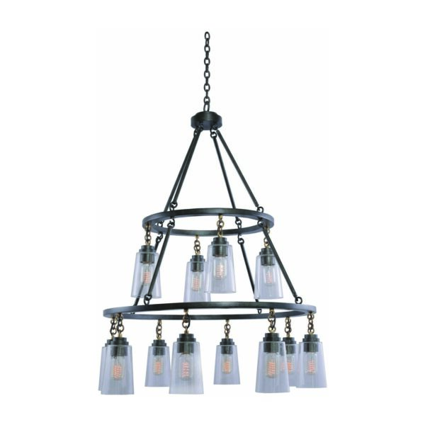 Dillon 12 LT Milled Iron Tiered Chandelier Kalco