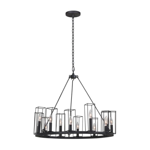 Allston 12 LT Black Iron Chandelier Kalco