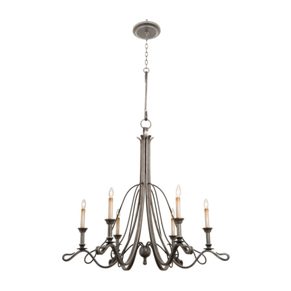 Keller 6 LT Vintage Iron Chandelier Kalco