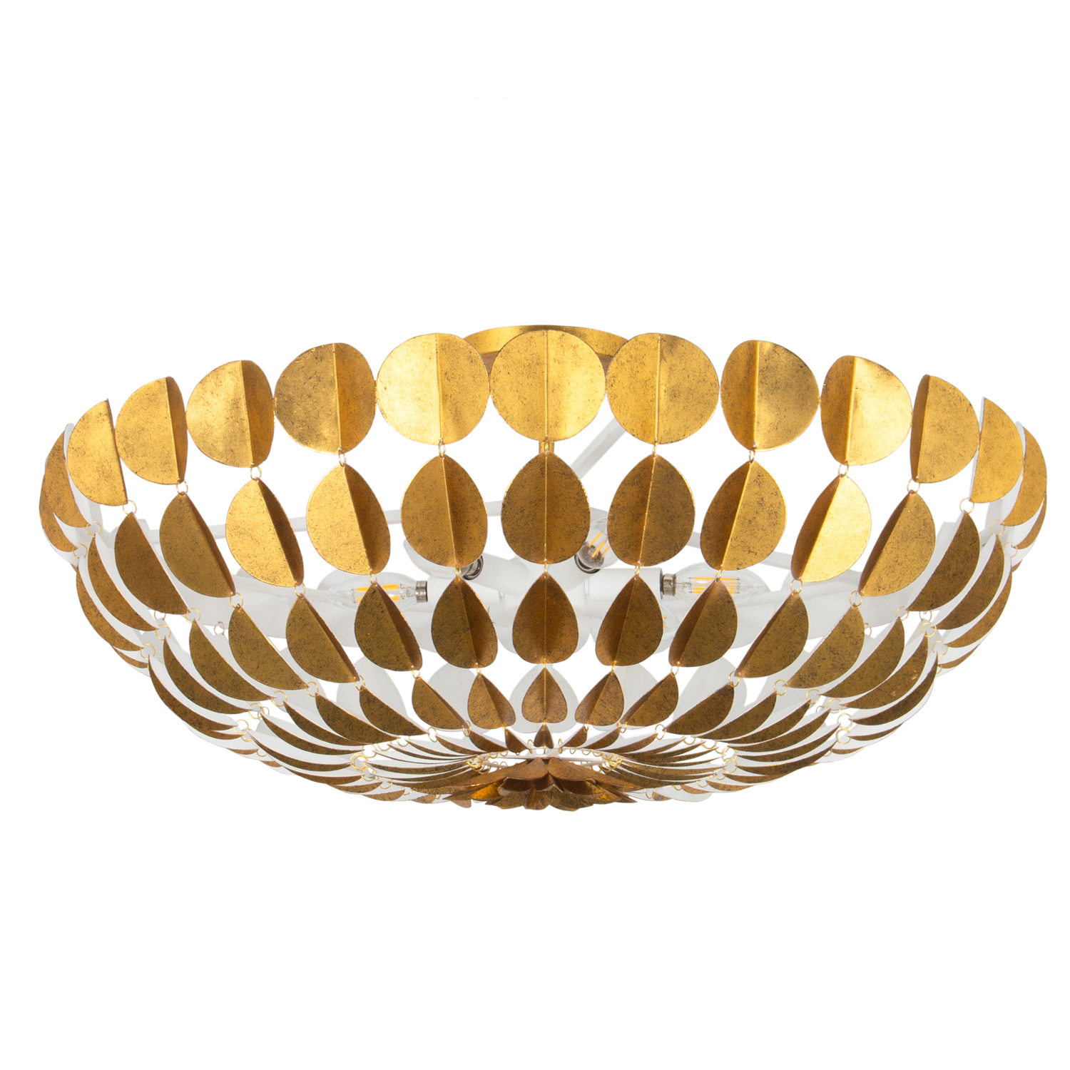 Amor 30.75-in 6 Light (40-watt) Oxidized Gold Leaf and White Convertible Semi-Flush Chandelier - Image 2