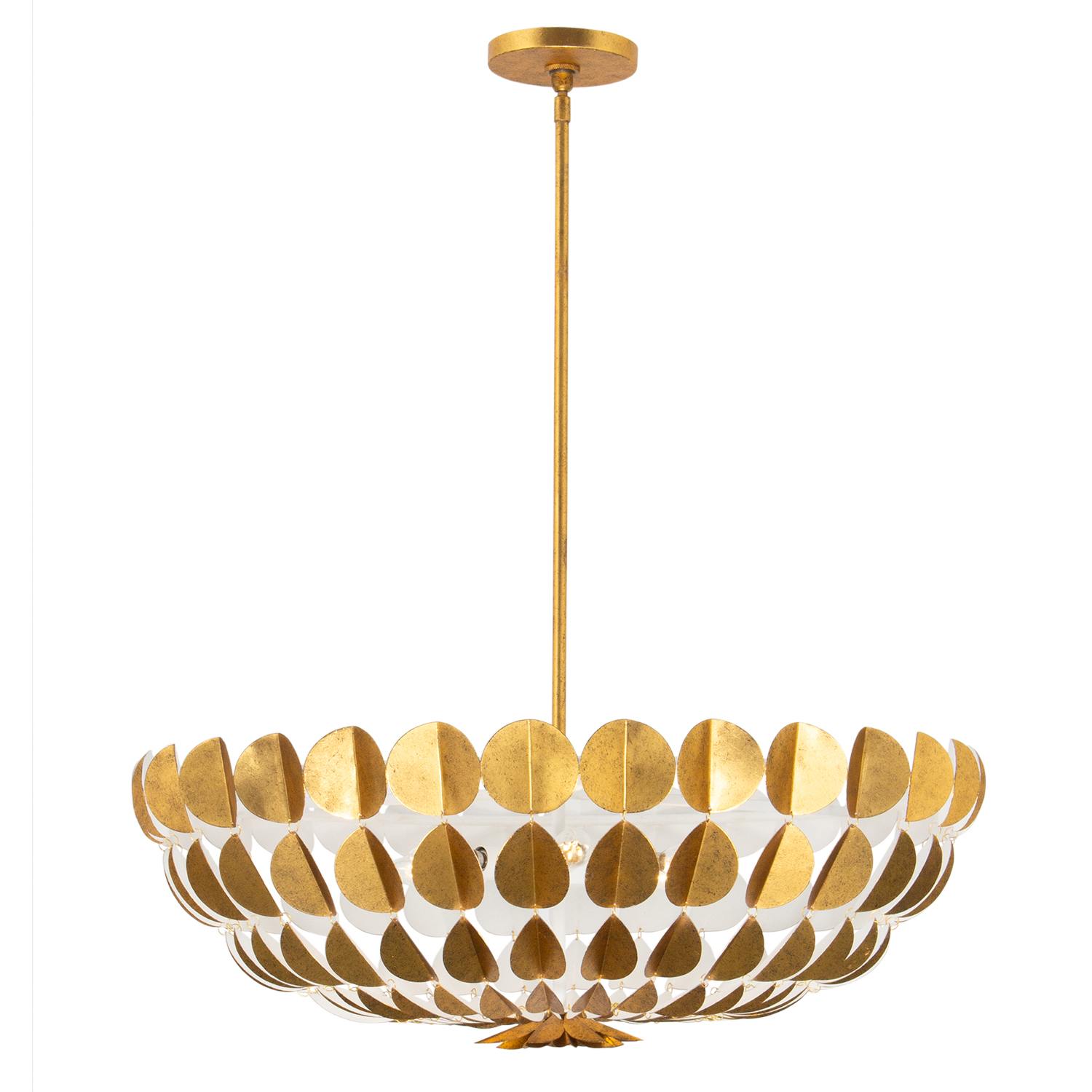 Amor 30.75-in 6 Light (40-watt) Oxidized Gold Leaf and White Convertible Semi-Flush Chandelier - Image 3