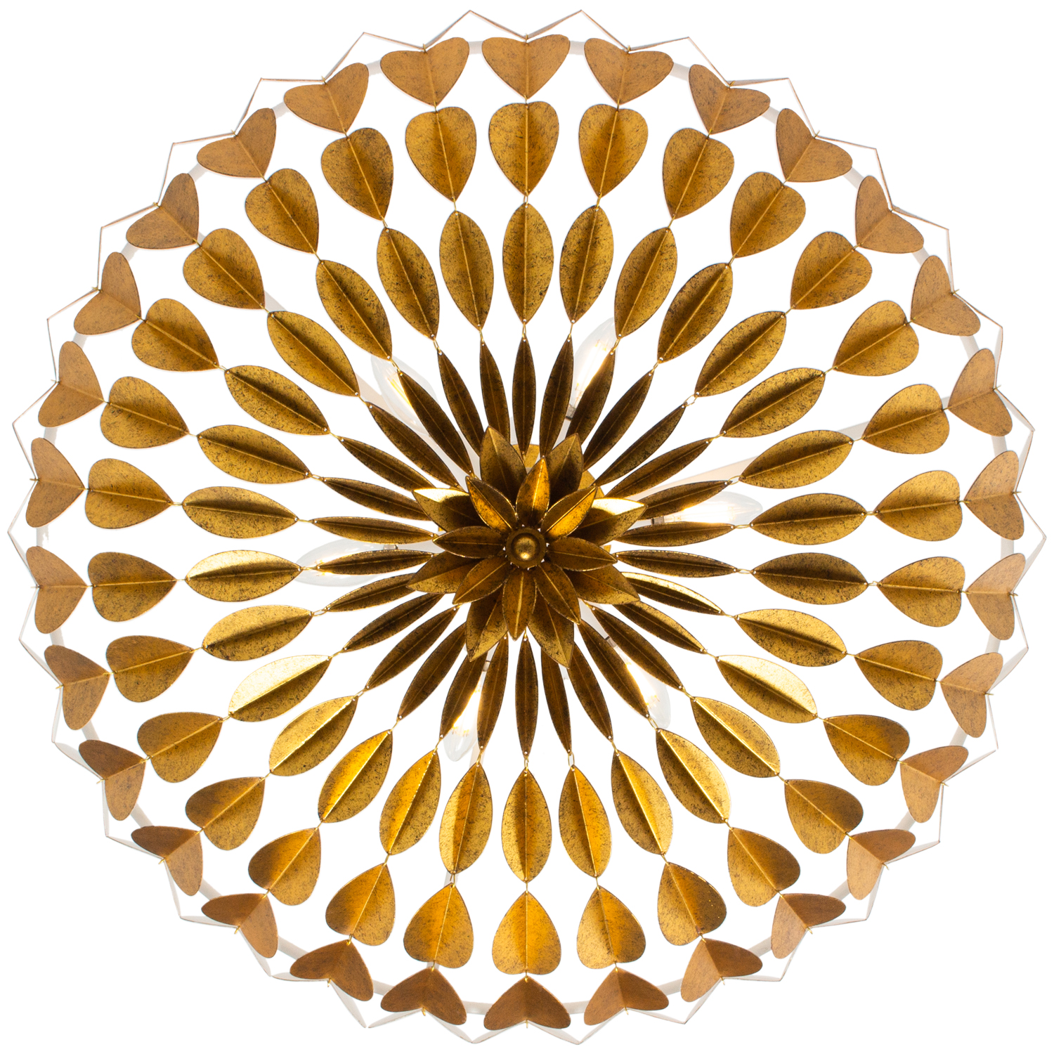Amor 30.75-in 6 Light (40-watt) Oxidized Gold Leaf and White Convertible Semi-Flush Chandelier - Image 4