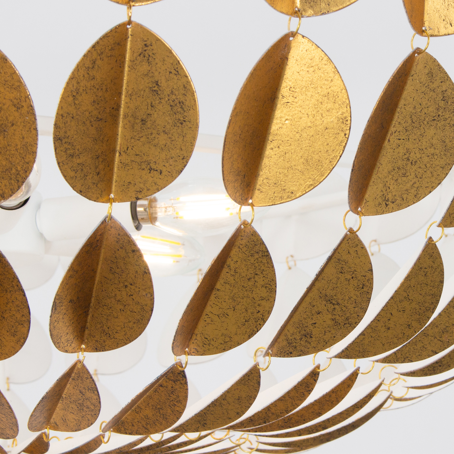 Amor 30.75-in 6 Light (40-watt) Oxidized Gold Leaf and White Convertible Semi-Flush Chandelier - Image 5