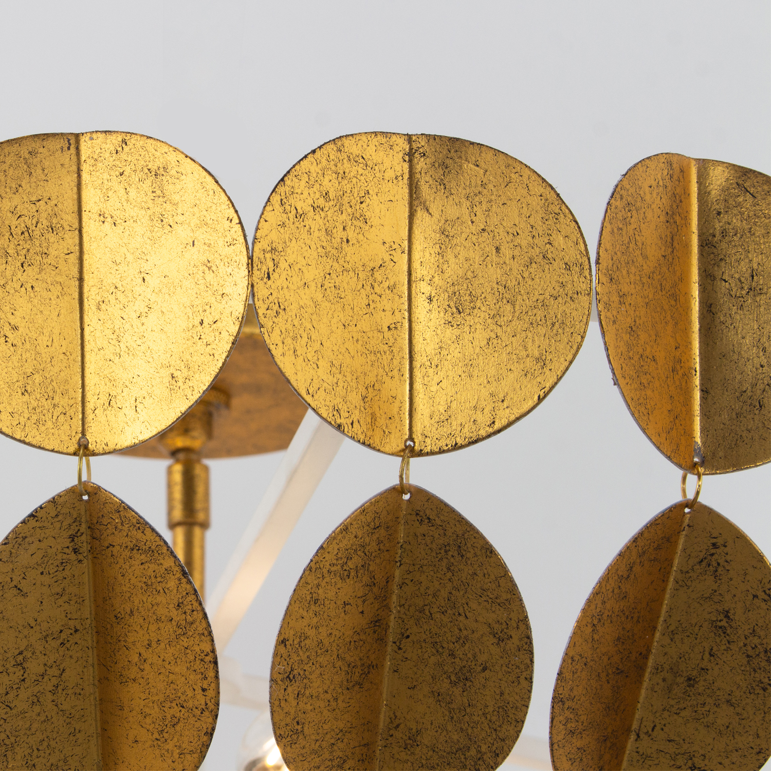 Amor 30.75-in 6 Light (40-watt) Oxidized Gold Leaf and White Convertible Semi-Flush Chandelier - Image 6
