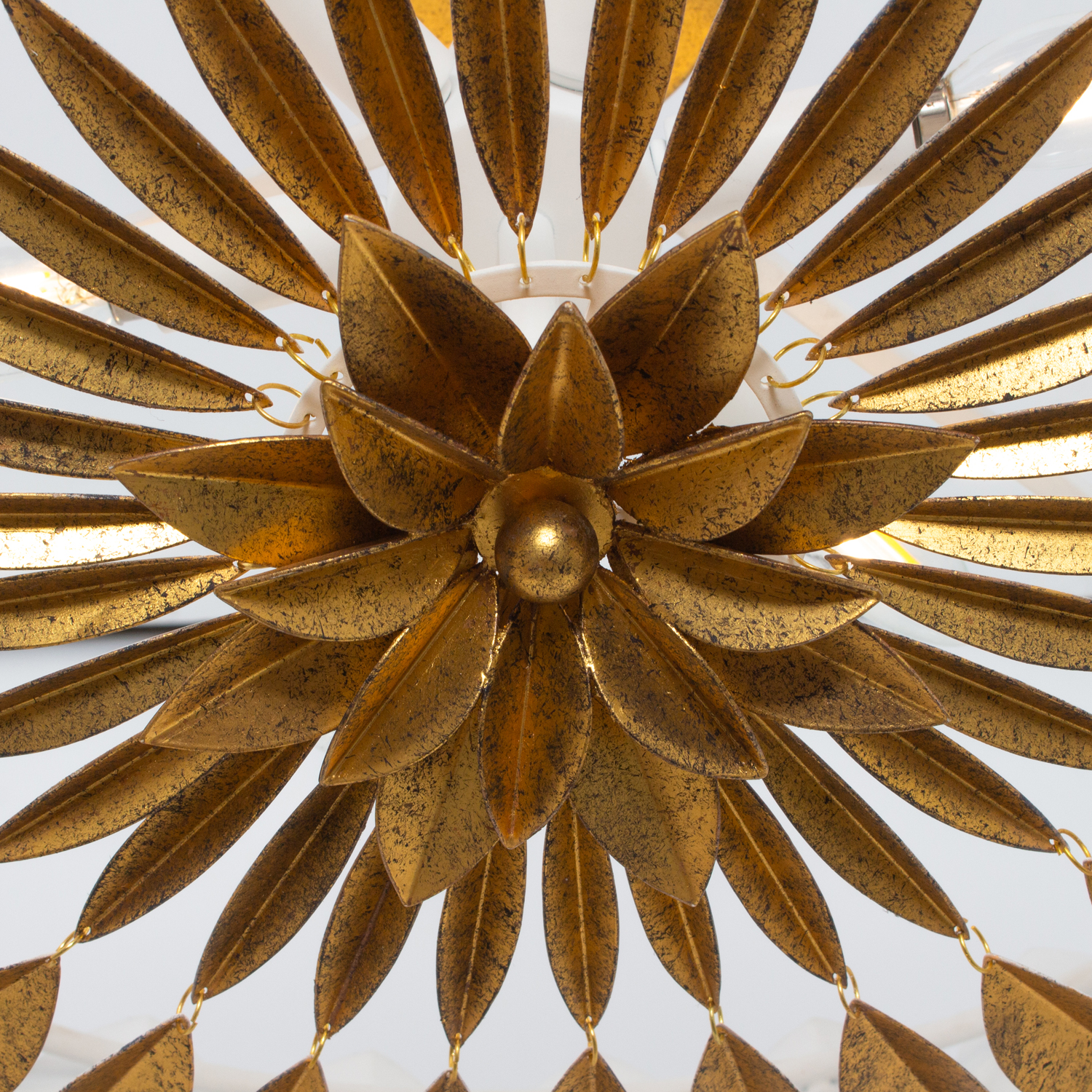 Amor 30.75-in 6 Light (40-watt) Oxidized Gold Leaf and White Convertible Semi-Flush Chandelier - Image 7
