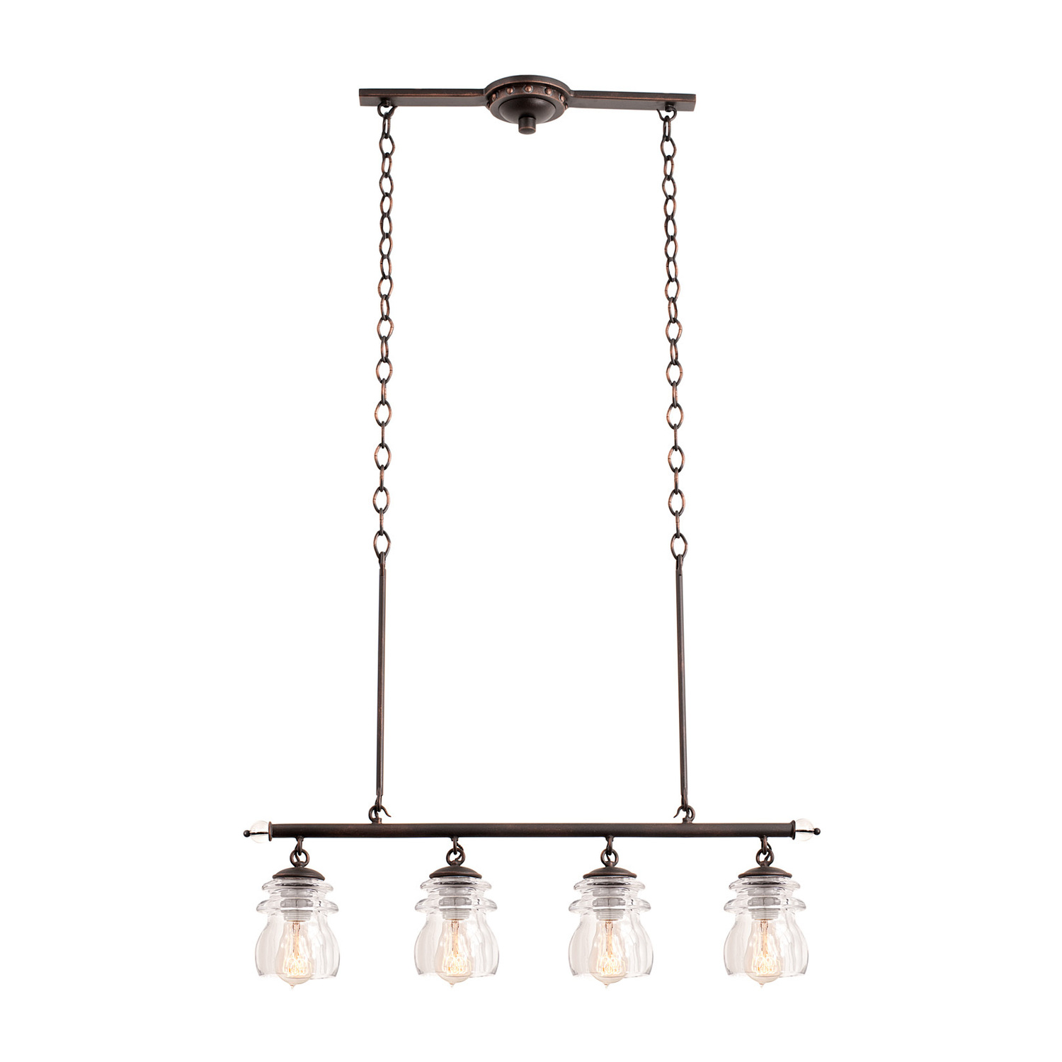 Brierfield 4 LT Antique Copper Linear Pendant Kalco